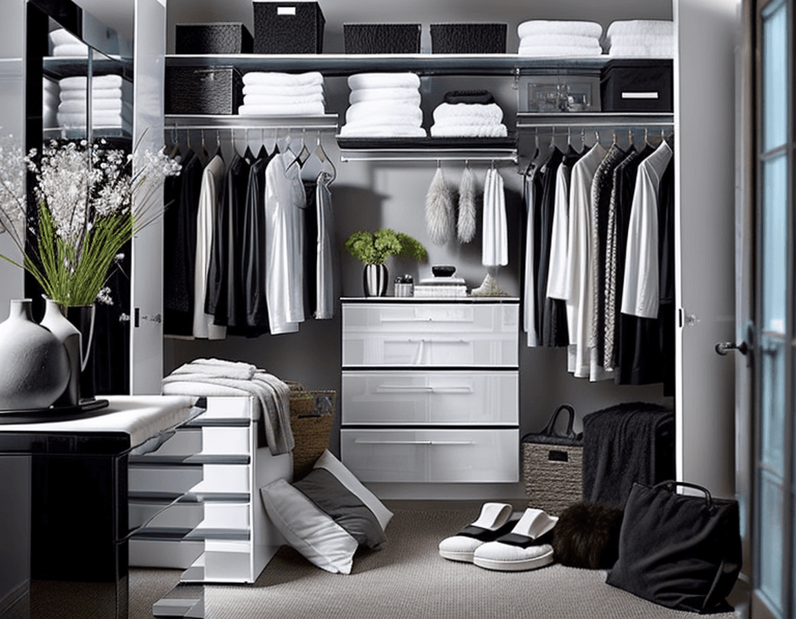 AI-generated concept for an organized walk-in closet