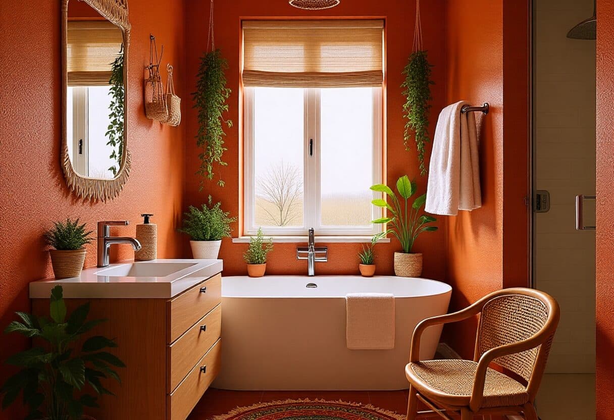 Bohemian bathroom — AI interior design transformation by NeatPilot