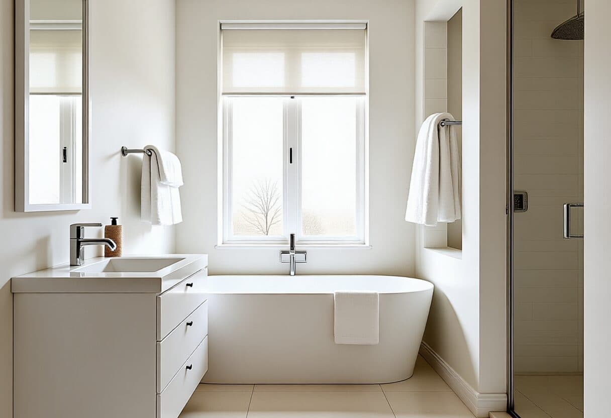 An ordinary bathroom before an AI style makeover