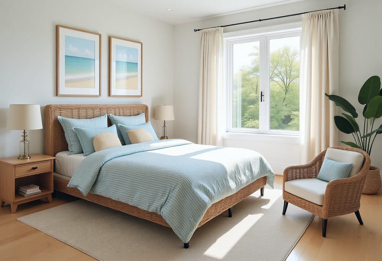 Coastal bedroom — AI interior design transformation by NeatPilot