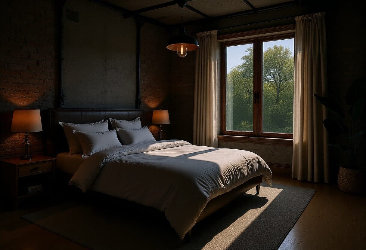 Industrial bedroom — AI interior design transformation by NeatPilot