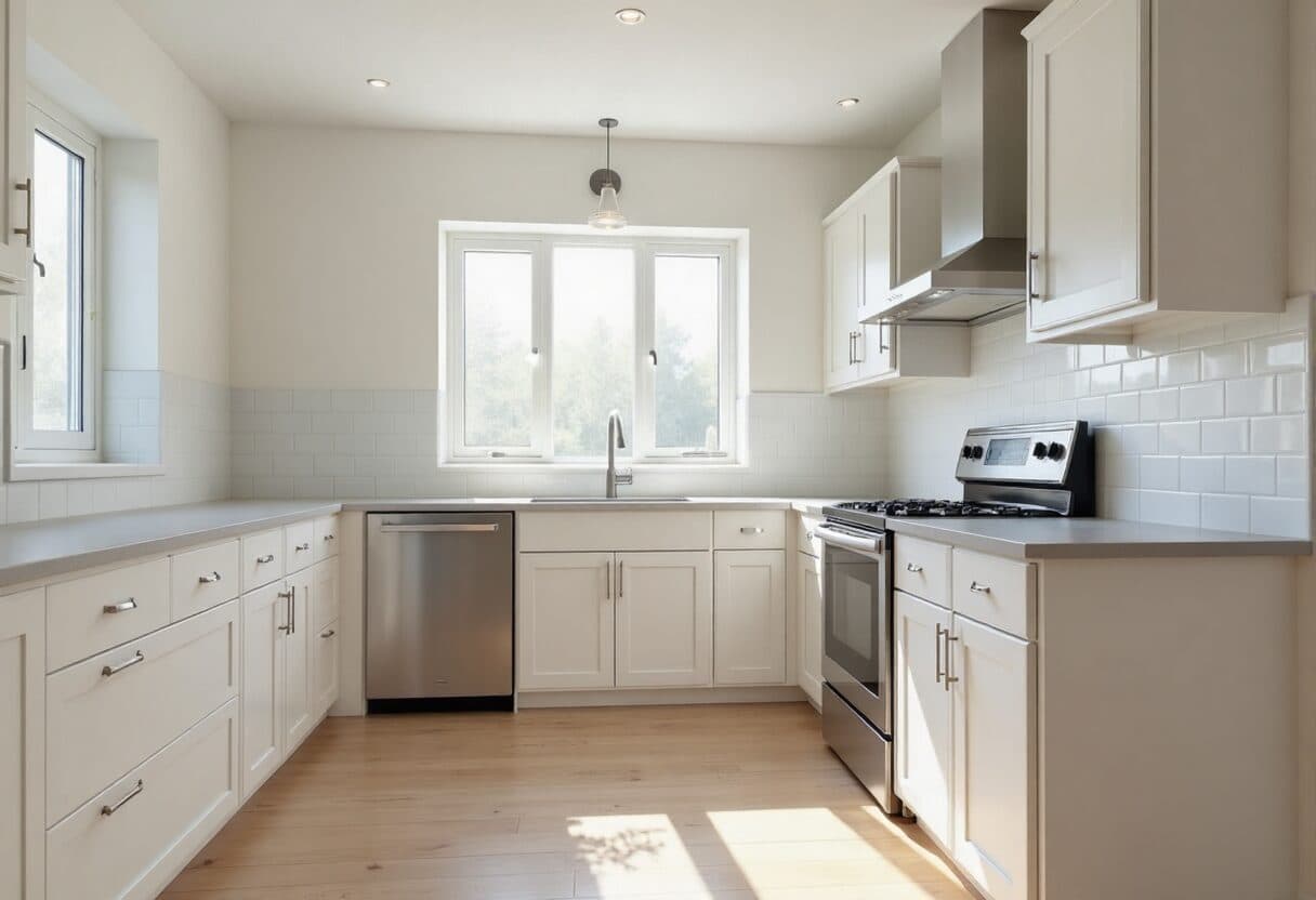 An ordinary kitchen before an AI style makeover