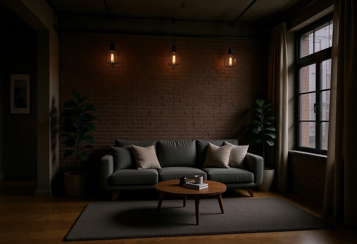 Industrial living room — AI interior design transformation by NeatPilot
