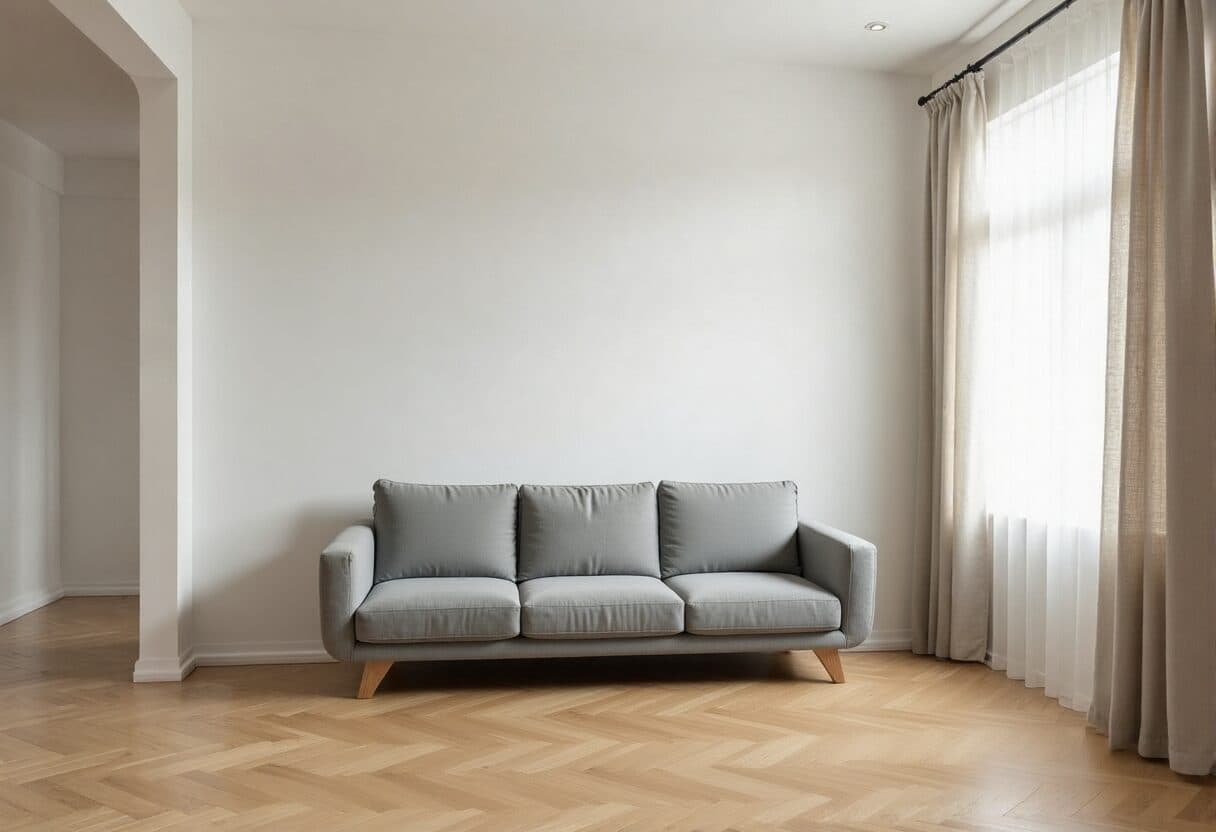 An ordinary living room before an AI style makeover