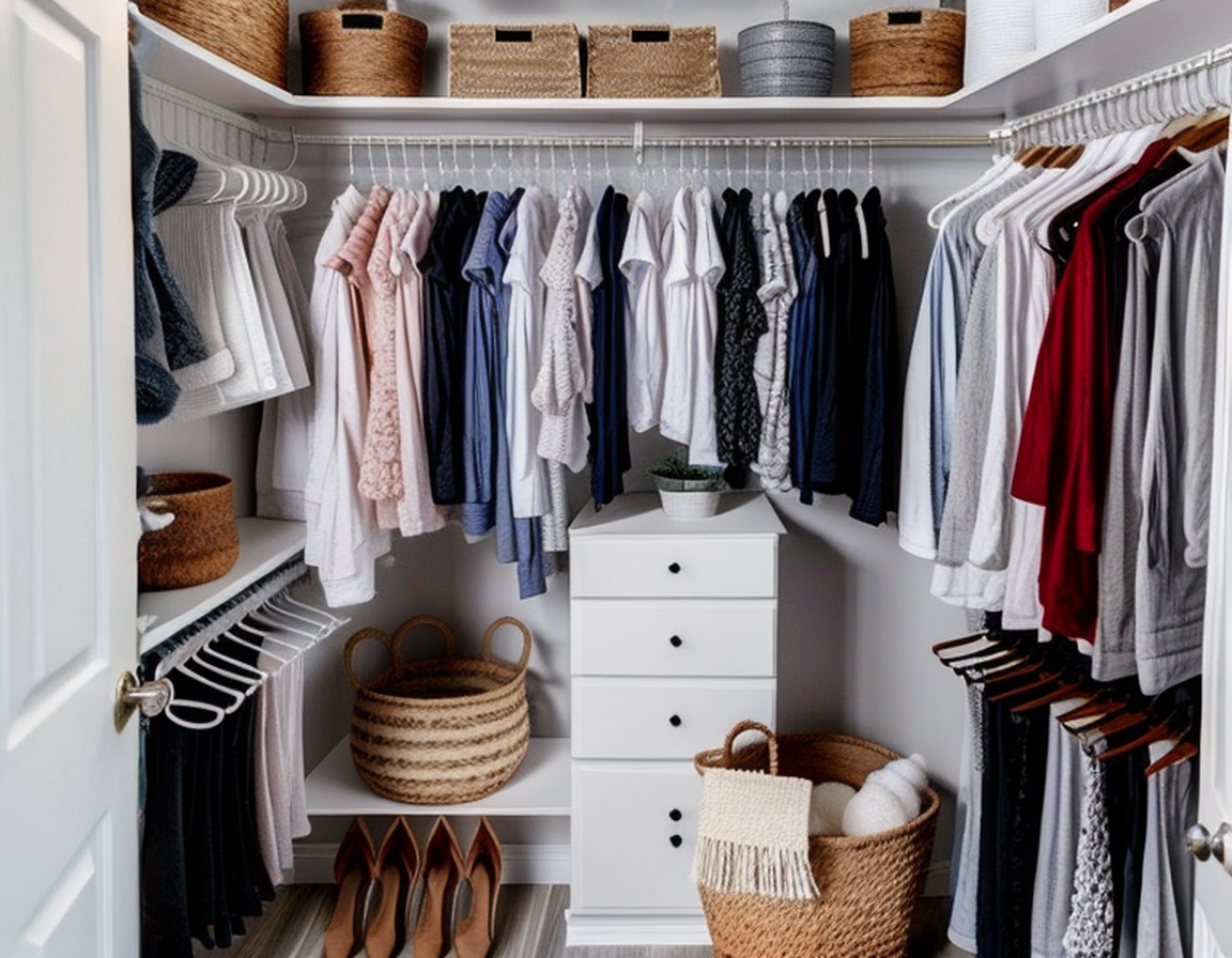 Japandi transformation: Warm honey oak and walnut accents with soft gray walls create a serene, intentional closet space