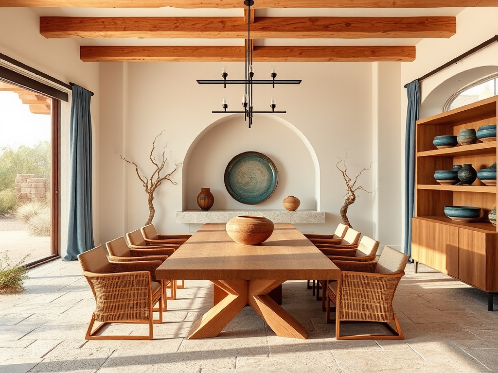 Chardonnay desert modern dining hall with straw gold and ivory
