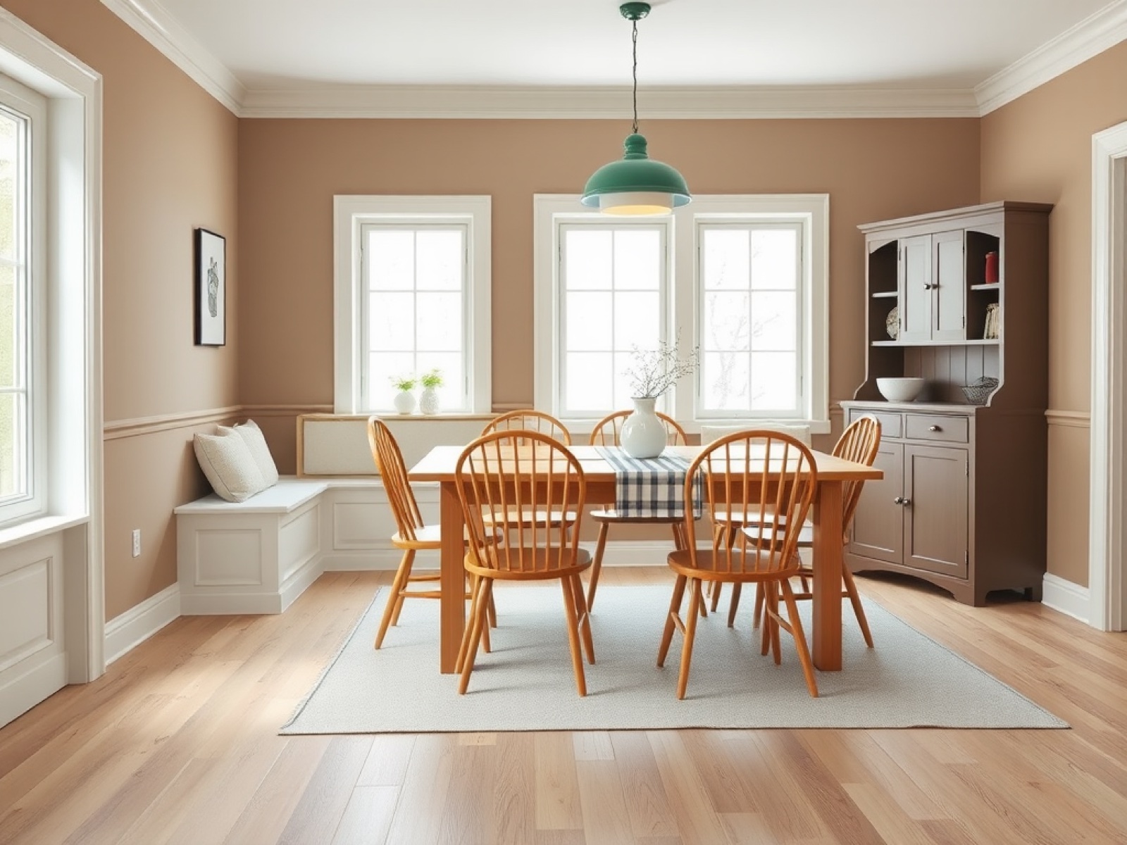 First Crush Scandinavian breakfast room with pale pink and pale oak